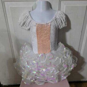 Adorable White & Peach Sparkle Tutu Dance Costume